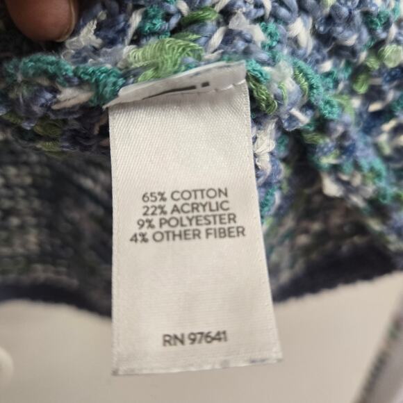 J. Jill Womens Coastal Boho Dropped Shoulder Boxy Open Knit Hoodie Sweater M - Picture 9 of 12